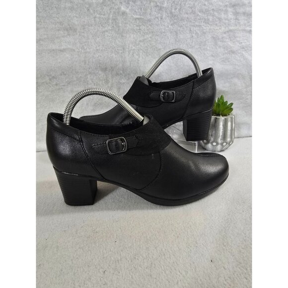 Clarks Bendables Black Leather Ankle Buckle Boot Women's Size 9 Shoes - Picture 9 of 12